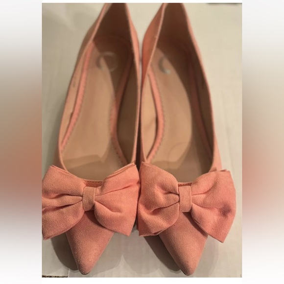 Journee Womens Orana Coral Pink Bow Faux Suede Pointed Toe Low Heels Pumps 7.5 - Picture 3 of 7